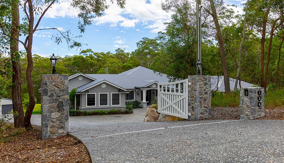 Entrance to a secluded property on Prout Street, Brisbane.